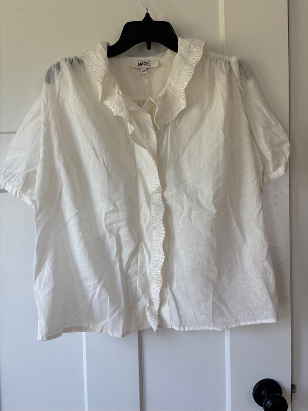 Balzac Paris cotton/linen “chemise baignade” in natural white.